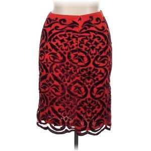 KAS New York XL Pencil Skirt Red Velvet Boho Knee‎ Length Party Cocktail